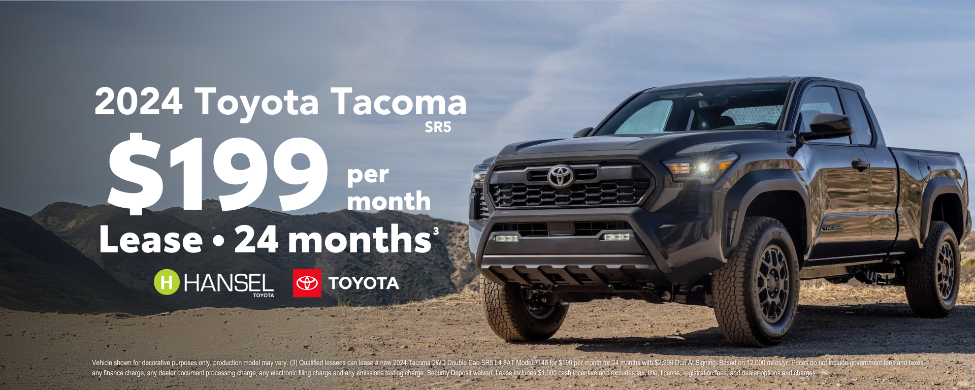 Toyota Tacoma lease offer banner